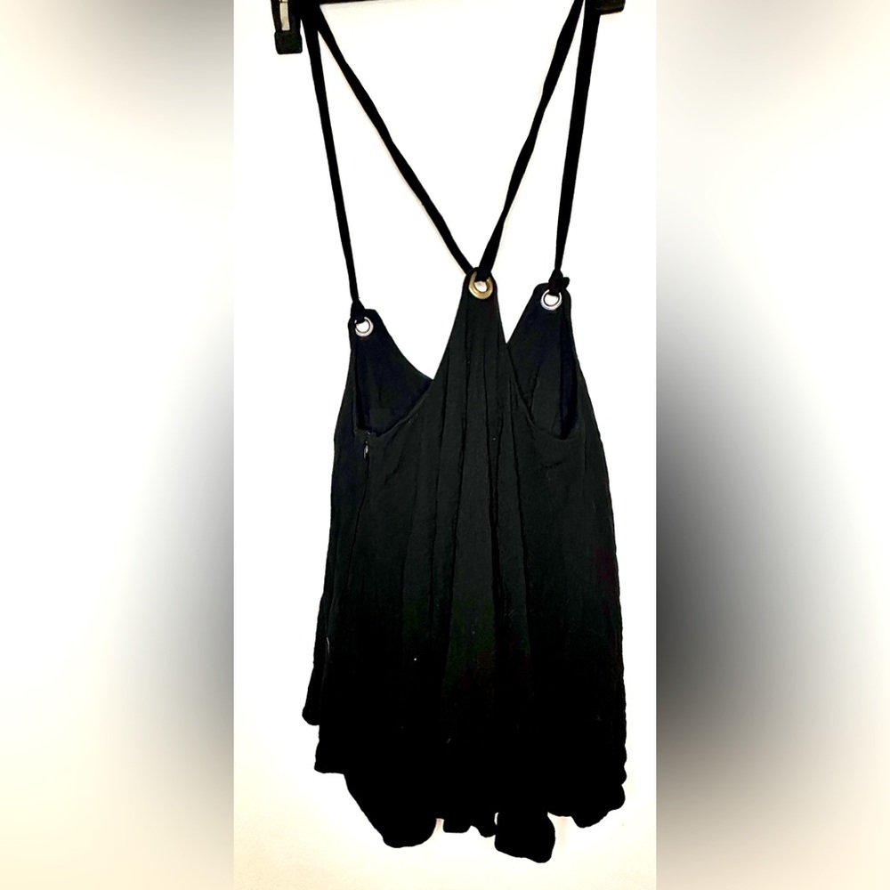 Free People Womens Spaghetti Strap Cross Back Grommets Jumpsuit Black Size Small